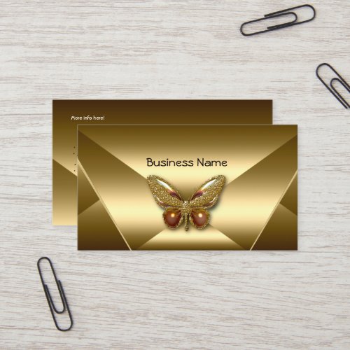 Elegant Bronze Gold Butterfly Jewel Business Card