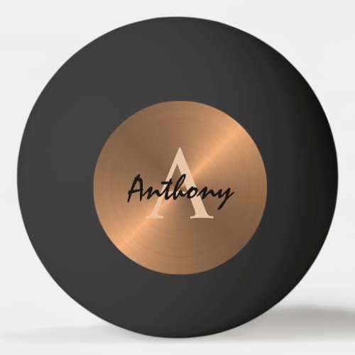 Elegant Bronze Gold Metallic Monogram Personalized Ping Pong Ball
