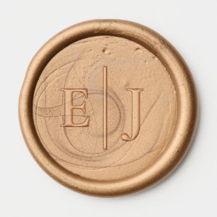 Elegant Bronze Gold Monogram Wedding Wax Seal Sticker