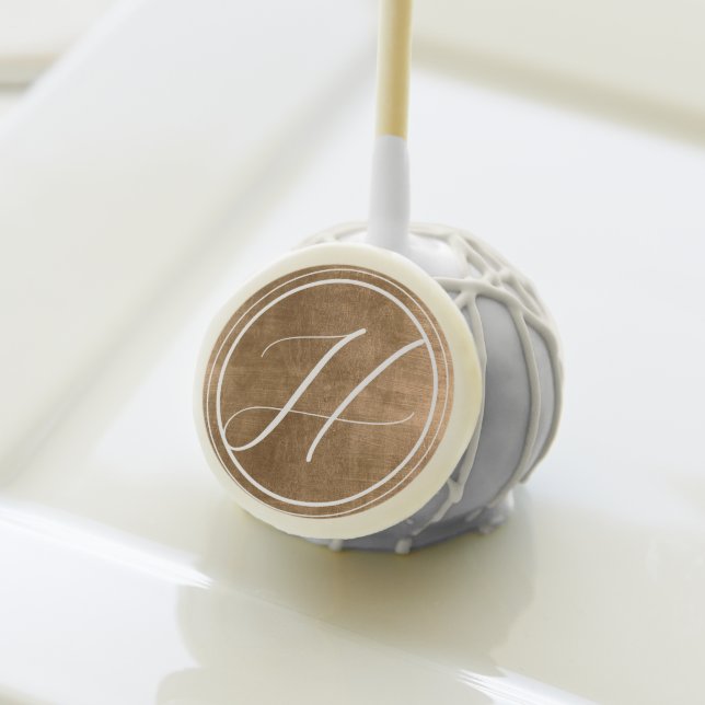 Elegant Bronze Initial Cake Pops (Front Insitu)