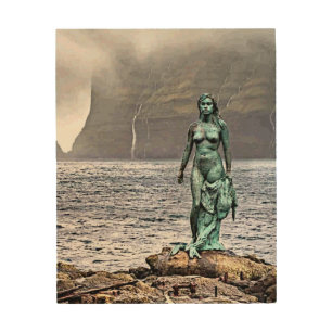elegant bronze mermaid statue wood wall art