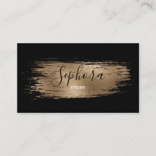 Elegant Bronze Metallic Foil Paint Stroke Business Card