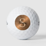 Elegant Bronze Metallic Monogram Name Mens Golf Balls at Zazzle