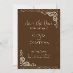 Elegant Bronze ornate Wedding Save the Date Invitation