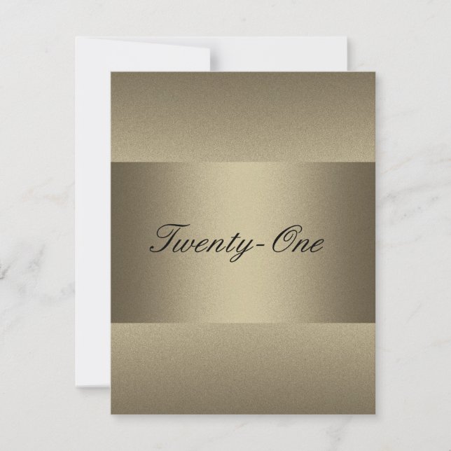 Elegant Bronze Pewter Metal Black 21st Birthday Invitation (Front)