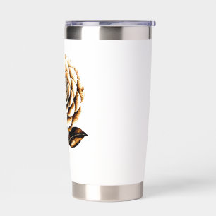 Elegant Bronze Rose Floral Illustration Wood Art Insulated Tumbler