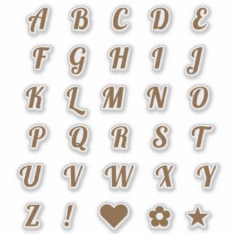 Elegant Bronze Script Capital Letters Alphabet Sticker | Zazzle
