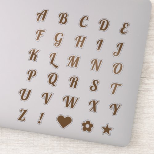 Elegant Bronze Script Capital Letters Alphabet Sticker