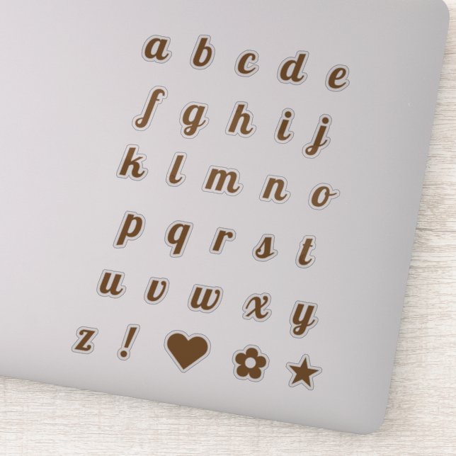 Elegant Bronze Script Letters Alphabet Initials Sticker (Detail)