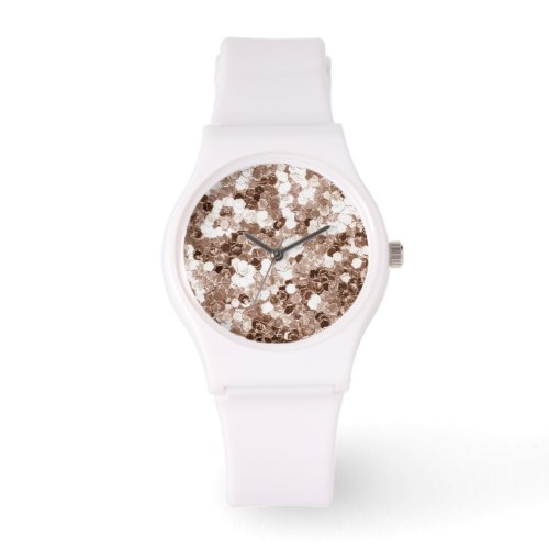 Elegant Bronze White Glitter Look Watch