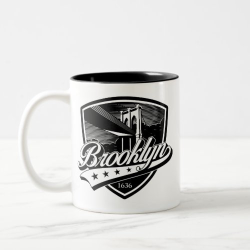 Elegant Brooklyn Swoosh Logo Design Two_Tone Coffee Mug