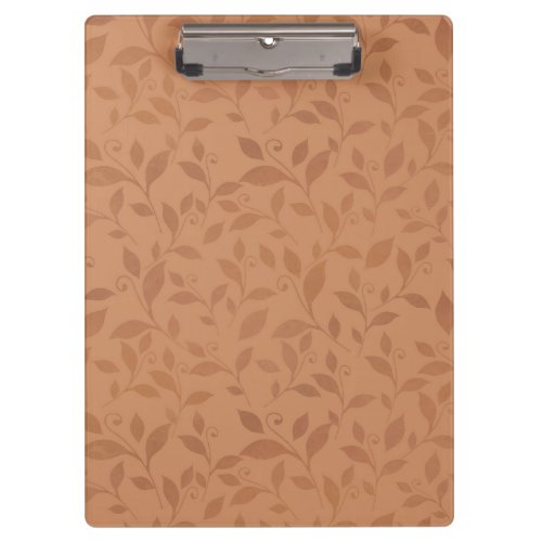 Elegant Brown Abstract Autumn Leaves Pattern Clipboard