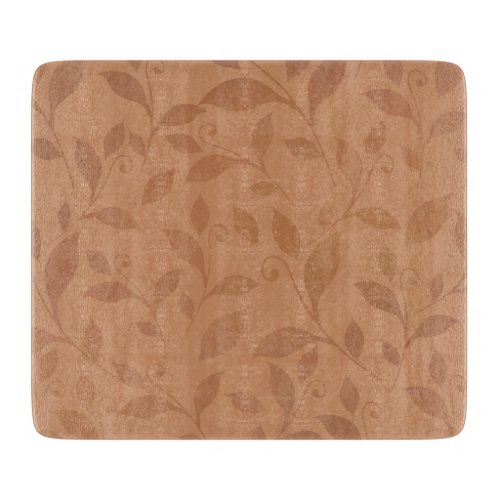 Elegant Brown Abstract Autumn Leaves Pattern Cutting Board