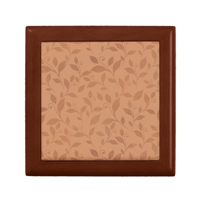 Elegant Brown Abstract Autumn Leaves Pattern Gift Box (Front)