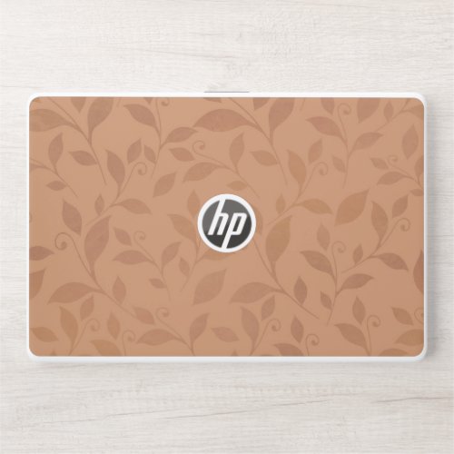 Elegant Brown Abstract Autumn Leaves Pattern HP Laptop Skin