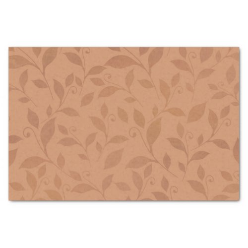 Elegant Brown Abstract Autumn Leaves Pattern Tissue Paper