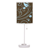 Elegant Brown and Baby Blue Floral Pattern Table Lamp (Left)