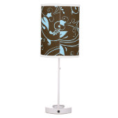 Elegant Brown and Baby Blue Floral Pattern Table Lamp (Back)