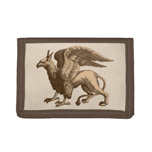 Elegant Brown and Beige Griffin _ Legendary Beast Trifold Wallet