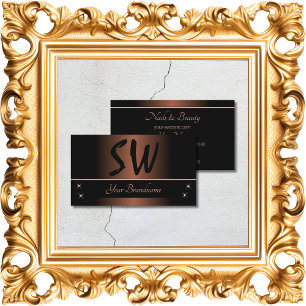 Elegant Brown and Black with Monogram Professional Business Card