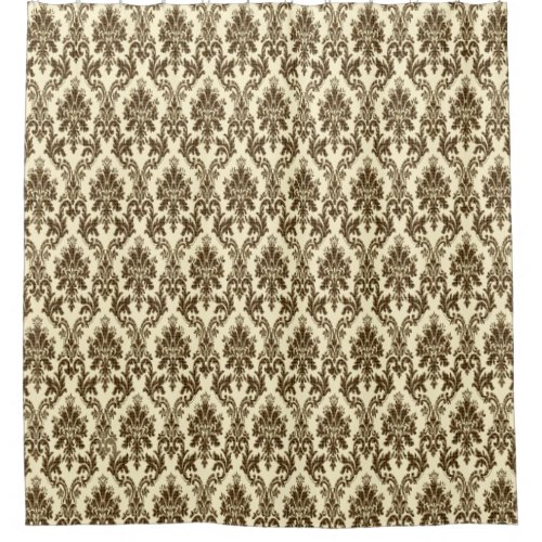 Elegant Brown and Gold Damask Print Shower Curtain