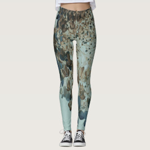 Elegant Brown and Navy Limelight Hydrangea Leggings