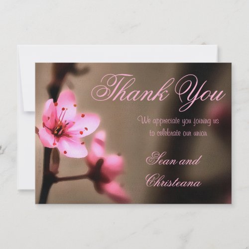 Elegant Brown and Pink Japanese Cherry Blossom Thank You Card