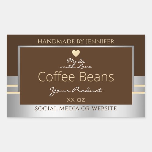 Elegant Brown and Silver Product Packaging Labels