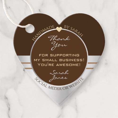 Elegant Brown and Silver Small Business Thank You Favor Tags