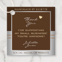 Elegant Brown and Silver Small Business Thank You
