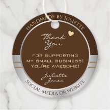 Elegant Brown and Silver Small Business Thank You
