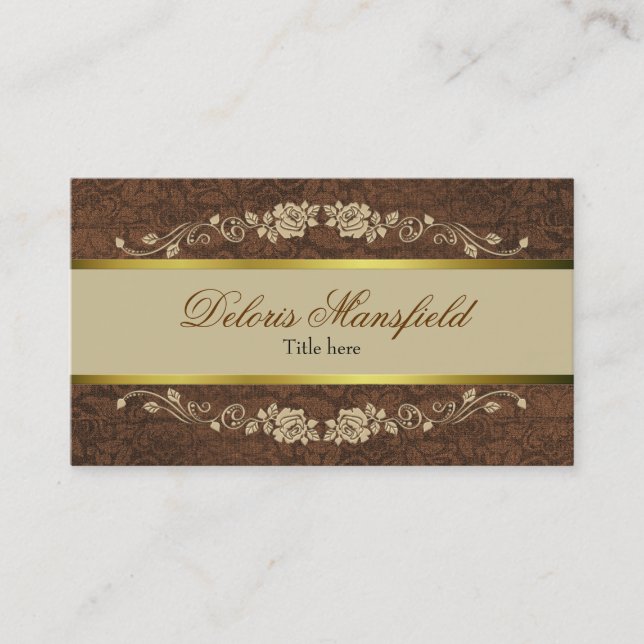 Elegant Brown and Tan Business Card (Front)