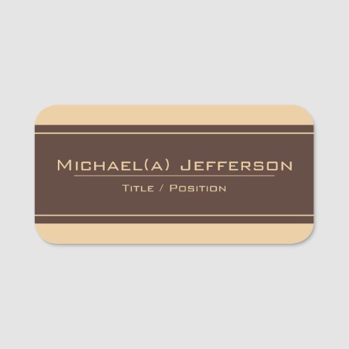 Elegant Brown And Trendy Tan Modern Inspired Look Name Tag