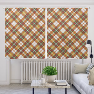 Elegant Brown and White Checkered Pattern Blackout Curtains