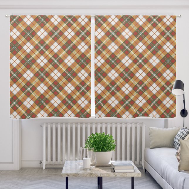 Elegant Brown and White Checkered Pattern Blackout Curtains (Living Room)
