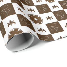 Elegant Brown and White Checkered Pattern  Wrapping Paper
