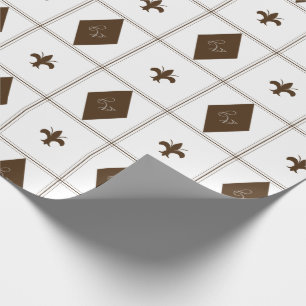 Elegant Brown and White Diamond Pattern Wrapping Paper