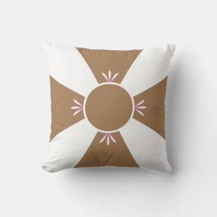 Elegant Brown Beige Cross on White Throw Pillow