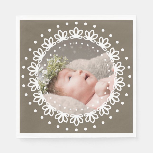 Elegant brown birthday party napkins (Front)