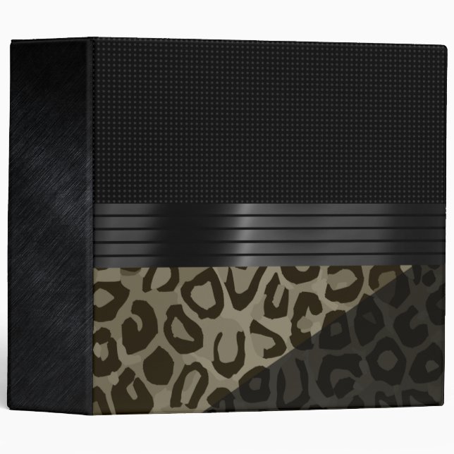 Elegant Brown Black Cheetah 3 Ring Binder (Front/Spine)