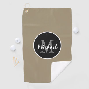 Elegant Brown Black Personalized Monogram Mens Golf Towel