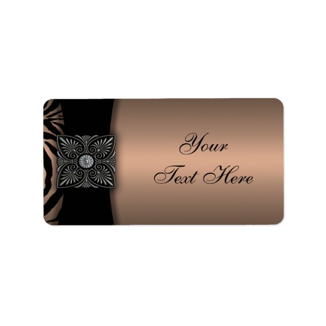 Elegant Brown Black Zebra Address Labels (Front)