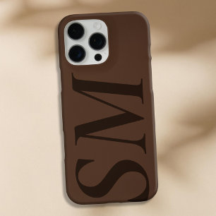 Elegant Brown Bold Initial Monogram iPhone 16 Pro Max Case
