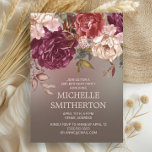Elegant Brown Burgundy Ivory Floral 50th Birthday Invitation<br><div class="desc">Elegant brown 50th birthday party invitation for women with burgundy and ivory watercolor flowers and greenery.  Contact me for assistance with customization or to request matching or coordinating Zazzle products.</div>