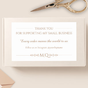 Elegant Brown Business Customer Thank You Rectangular Sticker