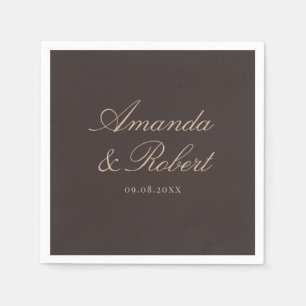 Elegant Brown Calligraphy Wedding Napkins