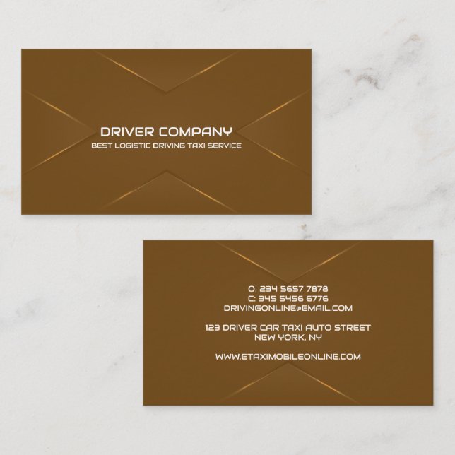 Elegant brown Chauffeur Driver Business Card (Front/Back)