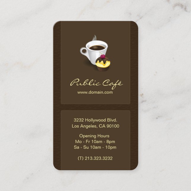 Elegant Brown Chocolate Cafe Business Card (Front)