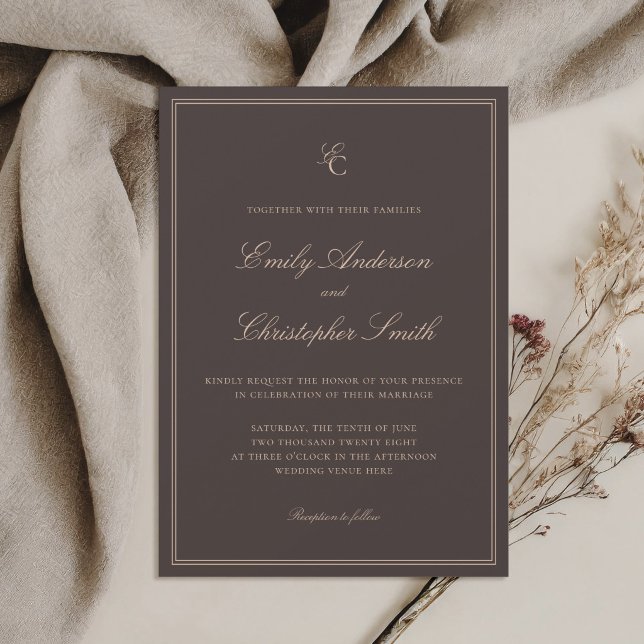 Elegant Brown Classic Wedding Invitation (Creator Uploaded)