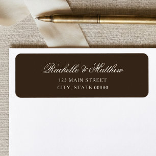 Elegant Brown Classic Wedding Return Address Label